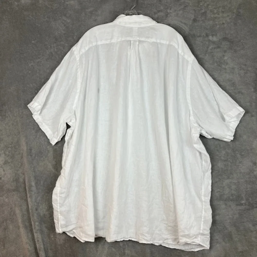 Polo Ralph Lauren 100% Linen Short Sleeve Button Down Shirt Mens 5XB White